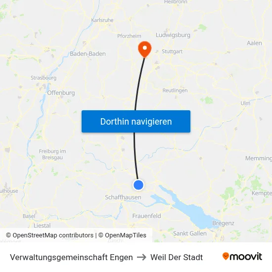 Verwaltungsgemeinschaft Engen to Weil Der Stadt map