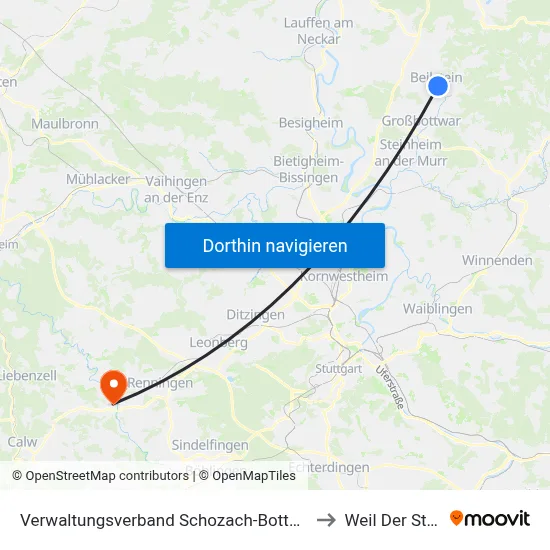 Verwaltungsverband Schozach-Bottwartal to Weil Der Stadt map