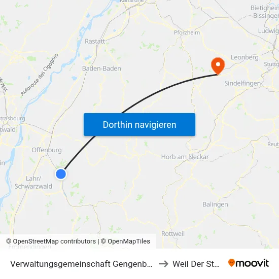 Verwaltungsgemeinschaft Gengenbach to Weil Der Stadt map