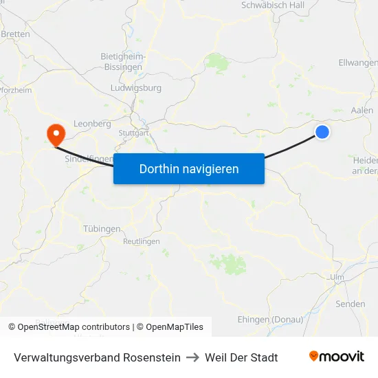 Verwaltungsverband Rosenstein to Weil Der Stadt map