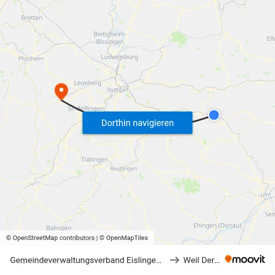 Gemeindeverwaltungsverband Eislingen-Ottenbach-Salach to Weil Der Stadt map