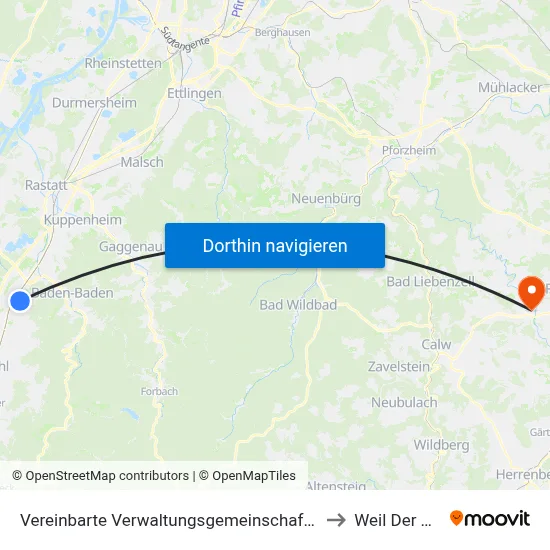 Vereinbarte Verwaltungsgemeinschaft Sinzheim to Weil Der Stadt map