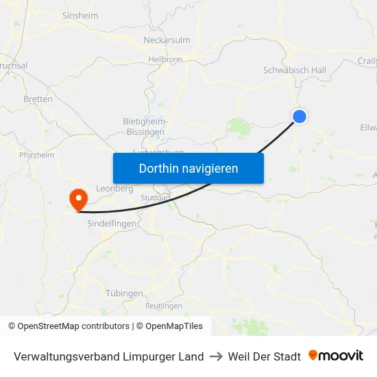 Verwaltungsverband Limpurger Land to Weil Der Stadt map