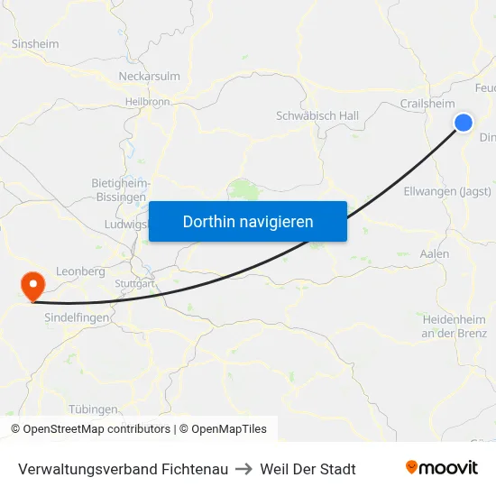 Verwaltungsverband Fichtenau to Weil Der Stadt map
