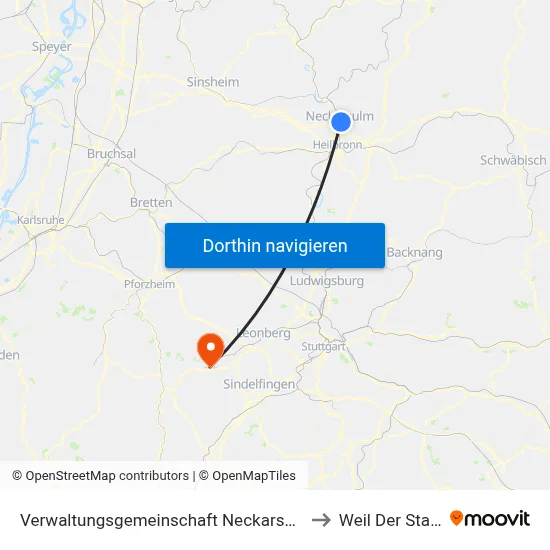 Verwaltungsgemeinschaft Neckarsulm to Weil Der Stadt map