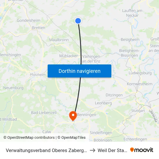 Verwaltungsverband Oberes Zabergäu to Weil Der Stadt map