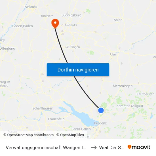 Verwaltungsgemeinschaft Wangen Im Allgäu to Weil Der Stadt map