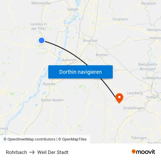 Rohrbach to Weil Der Stadt map