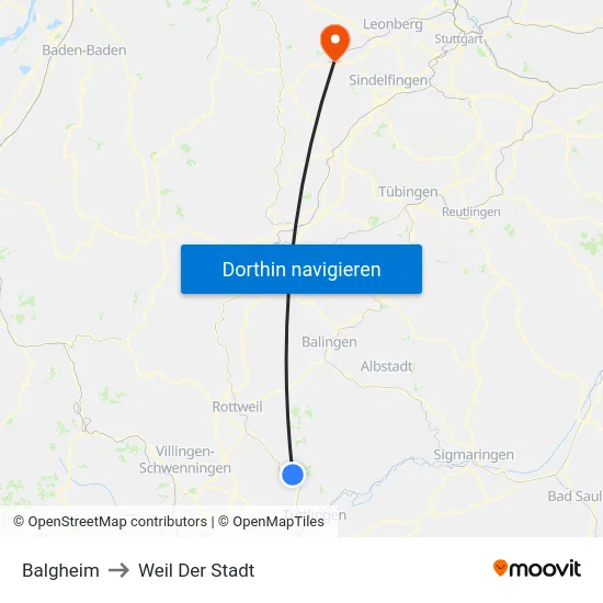 Balgheim to Weil Der Stadt map