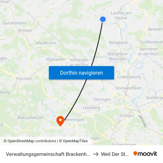 Verwaltungsgemeinschaft Brackenheim to Weil Der Stadt map