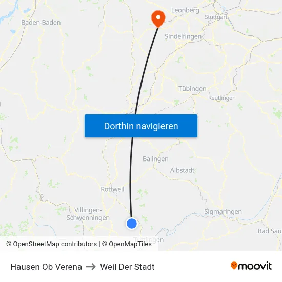 Hausen Ob Verena to Weil Der Stadt map