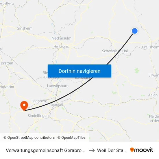 Verwaltungsgemeinschaft Gerabronn to Weil Der Stadt map