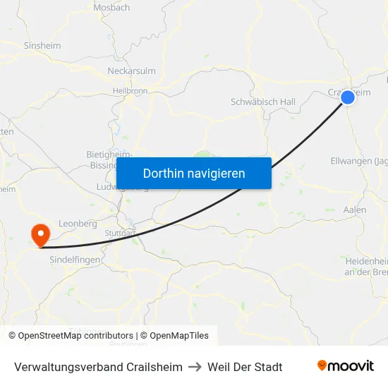 Verwaltungsverband Crailsheim to Weil Der Stadt map