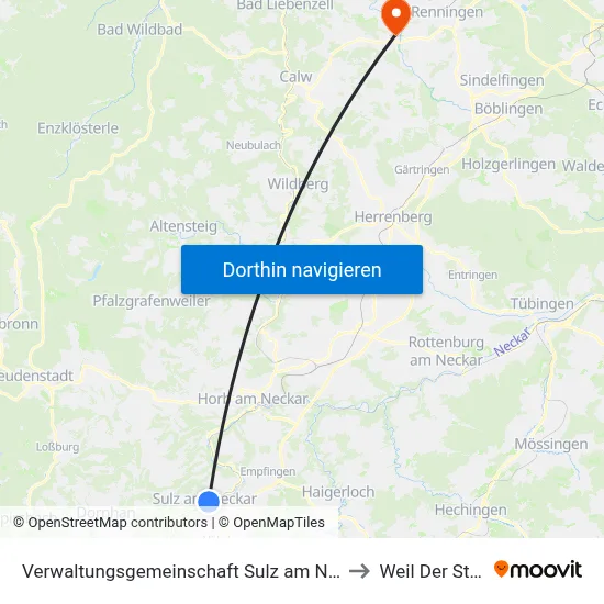 Verwaltungsgemeinschaft Sulz am Neckar to Weil Der Stadt map