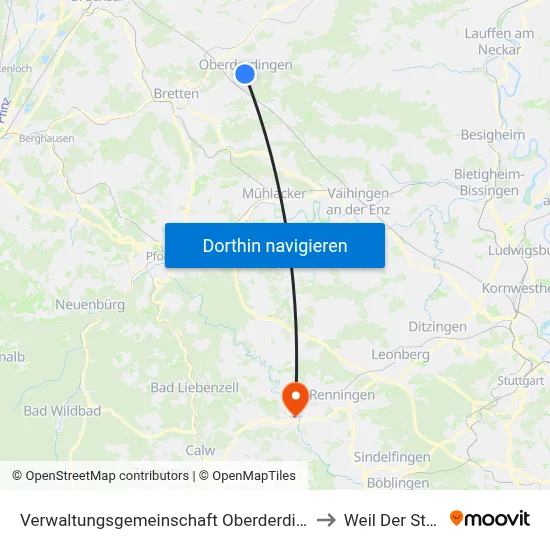 Verwaltungsgemeinschaft Oberderdingen to Weil Der Stadt map