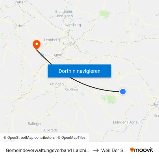 Gemeindeverwaltungsverband Laichinger Alb to Weil Der Stadt map