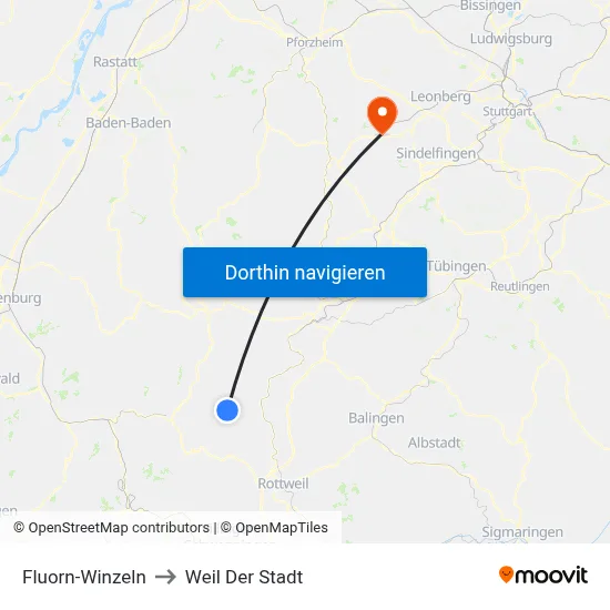 Fluorn-Winzeln to Weil Der Stadt map