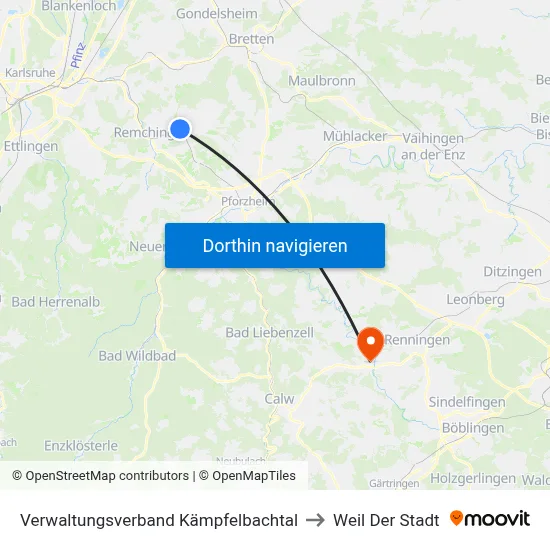 Verwaltungsverband Kämpfelbachtal to Weil Der Stadt map