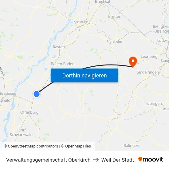 Verwaltungsgemeinschaft Oberkirch to Weil Der Stadt map