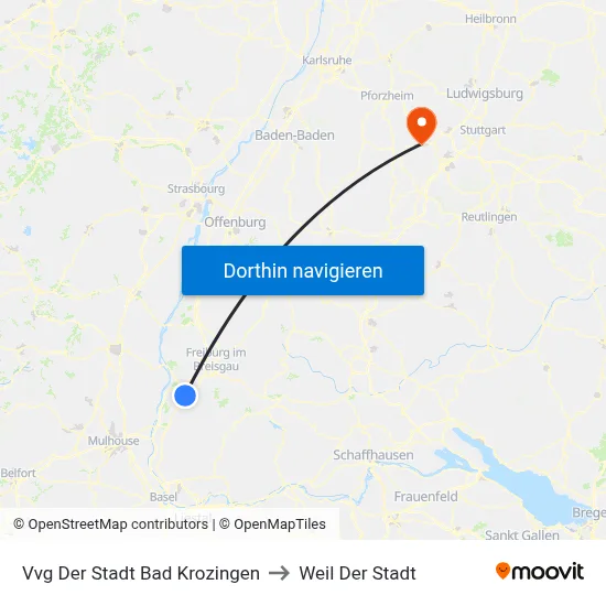 Vvg Der Stadt Bad Krozingen to Weil Der Stadt map