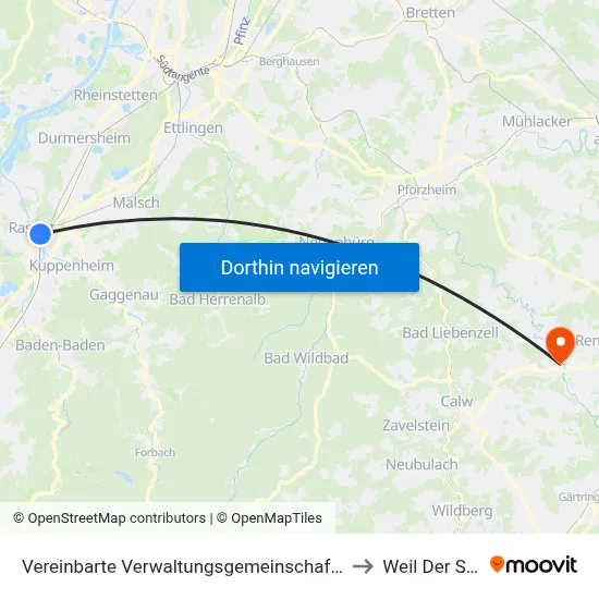 Vereinbarte Verwaltungsgemeinschaft Rastatt to Weil Der Stadt map