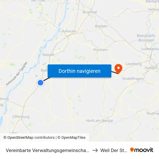 Vereinbarte Verwaltungsgemeinschaft Bühl to Weil Der Stadt map