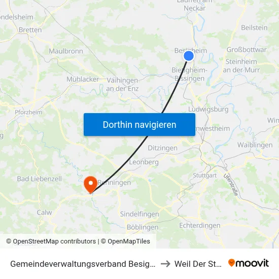 Gemeindeverwaltungsverband Besigheim to Weil Der Stadt map