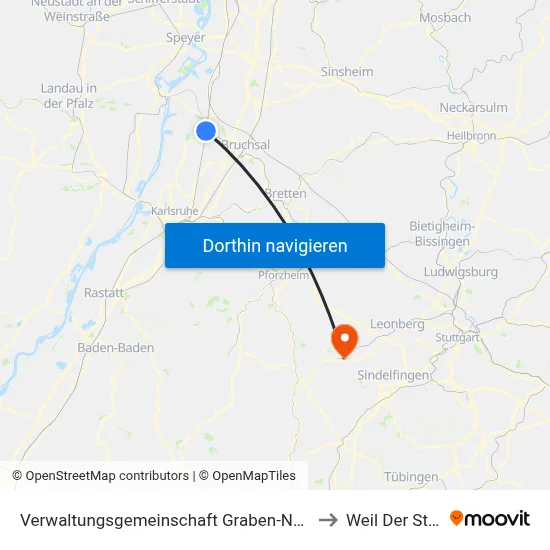Verwaltungsgemeinschaft Graben-Neudorf to Weil Der Stadt map