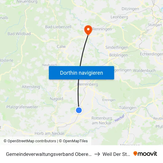 Gemeindeverwaltungsverband Oberes Gäu to Weil Der Stadt map