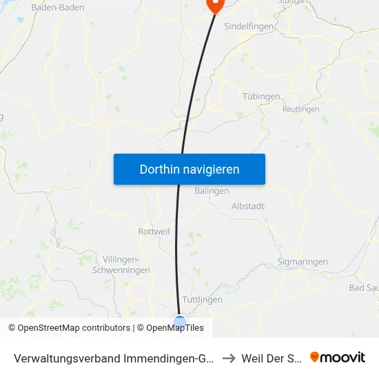 Verwaltungsverband Immendingen-Geisingen to Weil Der Stadt map