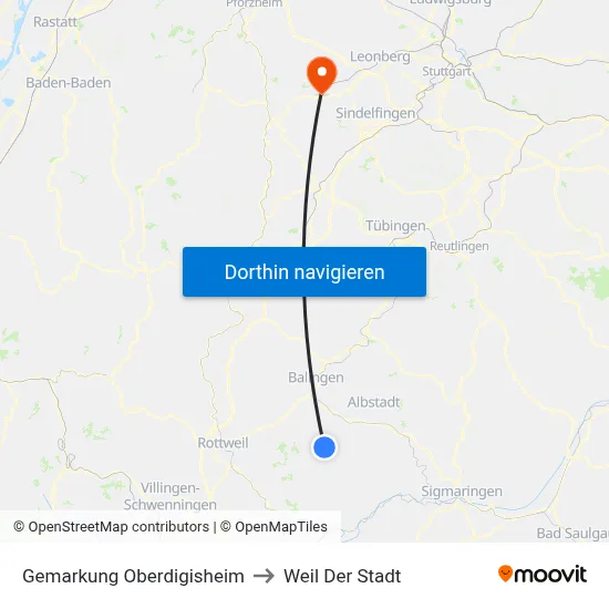 Gemarkung Oberdigisheim to Weil Der Stadt map