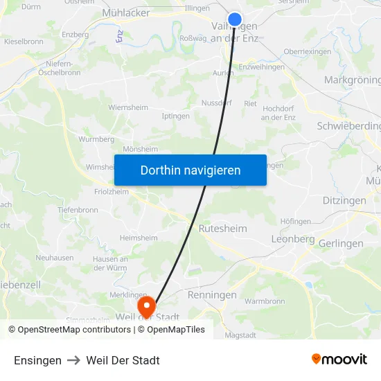 Ensingen to Weil Der Stadt map
