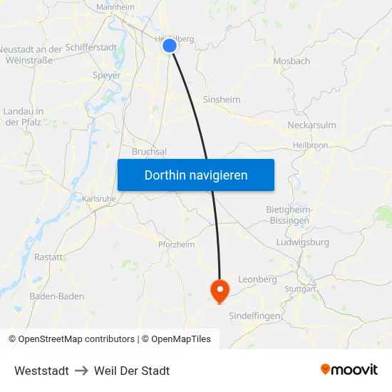 Weststadt to Weil Der Stadt map