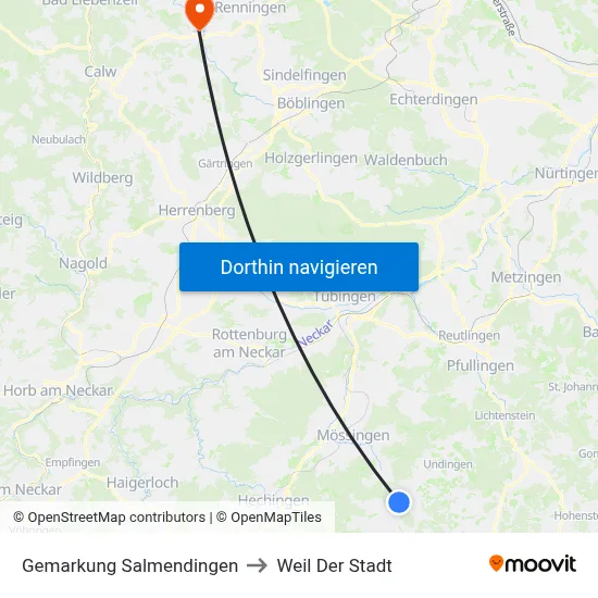 Gemarkung Salmendingen to Weil Der Stadt map