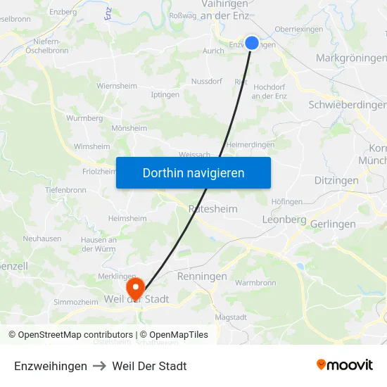 Enzweihingen to Weil Der Stadt map