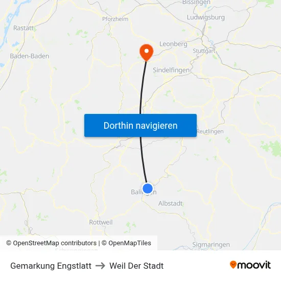 Gemarkung Engstlatt to Weil Der Stadt map