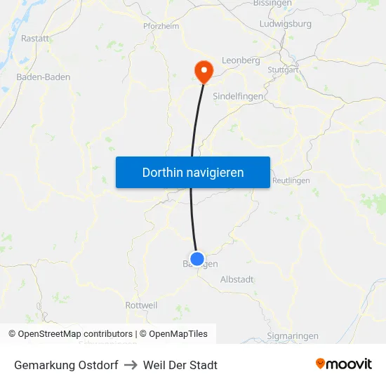 Gemarkung Ostdorf to Weil Der Stadt map
