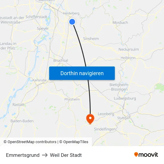 Emmertsgrund to Weil Der Stadt map