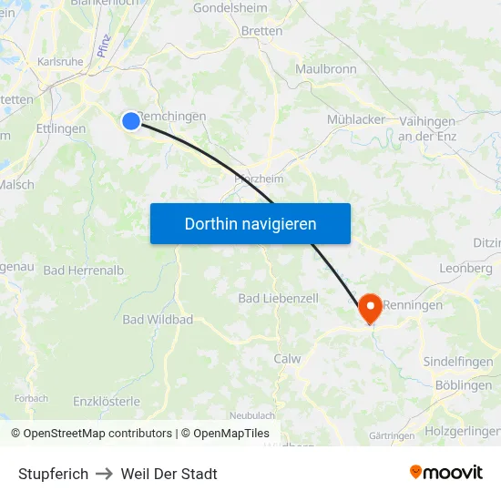 Stupferich to Weil Der Stadt map