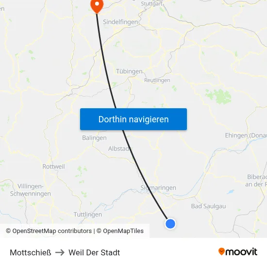 Mottschieß to Weil Der Stadt map