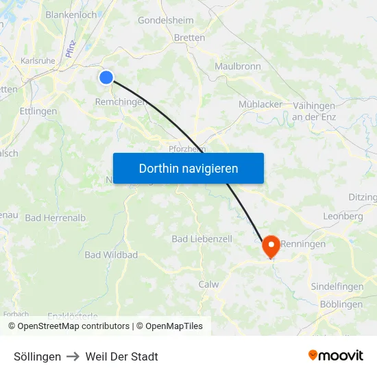 Söllingen to Weil Der Stadt map