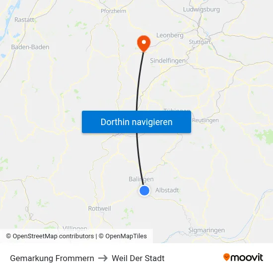 Gemarkung Frommern to Weil Der Stadt map