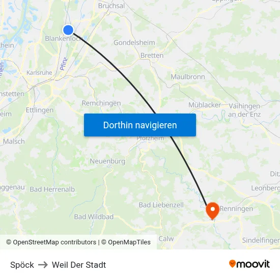 Spöck to Weil Der Stadt map