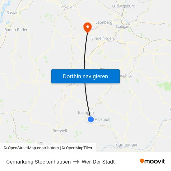 Gemarkung Stockenhausen to Weil Der Stadt map