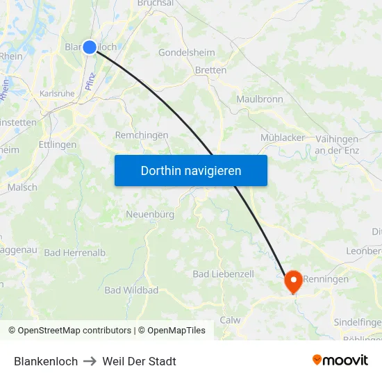 Blankenloch to Weil Der Stadt map