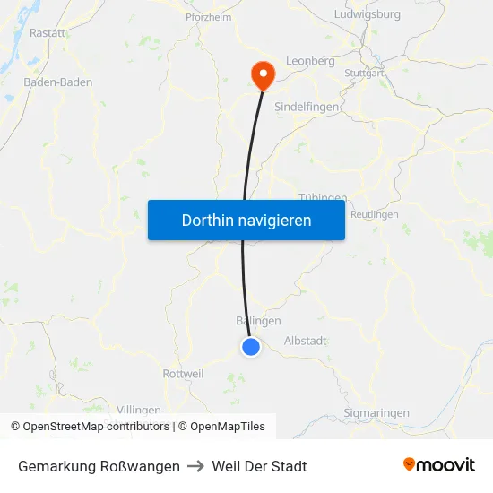 Gemarkung Roßwangen to Weil Der Stadt map