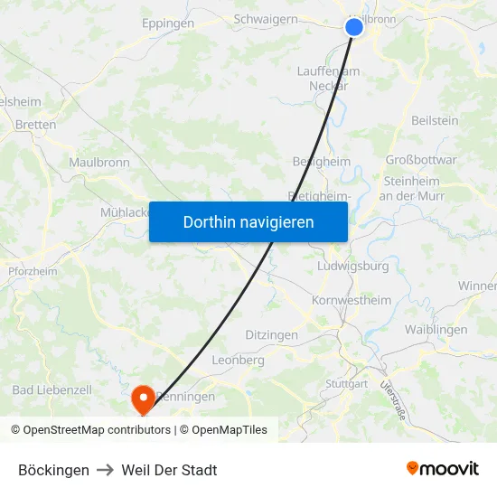Böckingen to Weil Der Stadt map