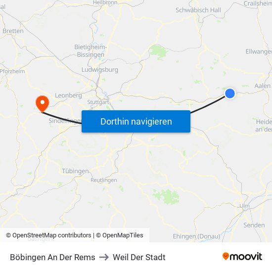 Böbingen An Der Rems to Weil Der Stadt map