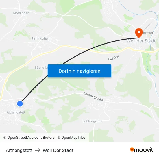 Althengstett to Weil Der Stadt map