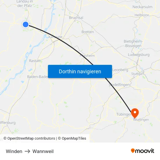 Winden to Wannweil map